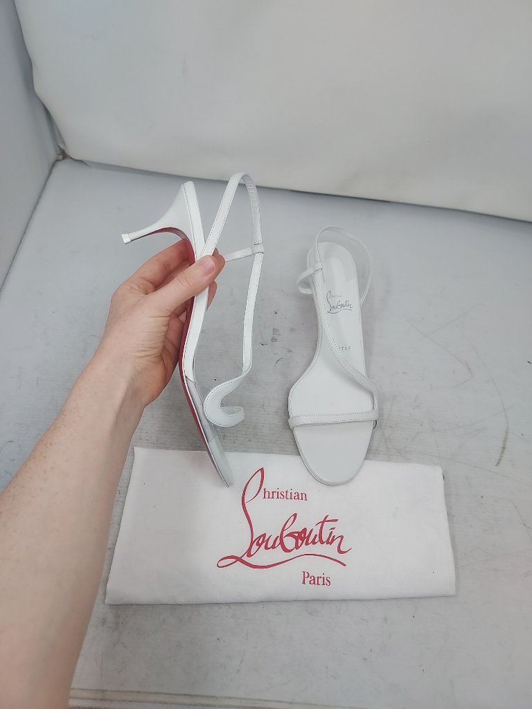 Christian Louboutin Rosalie Strass White Bridal Wedding Strappy Heel Sandal